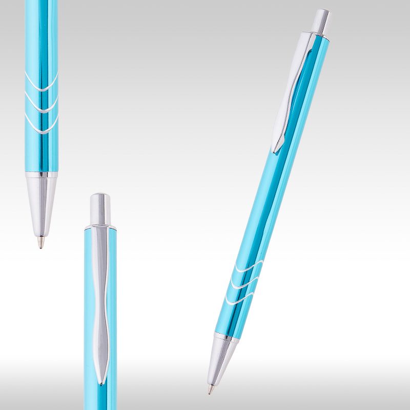 wave metal pen light blue